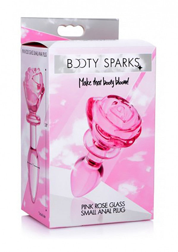 Glass Small Anal Plug - Pink Rose