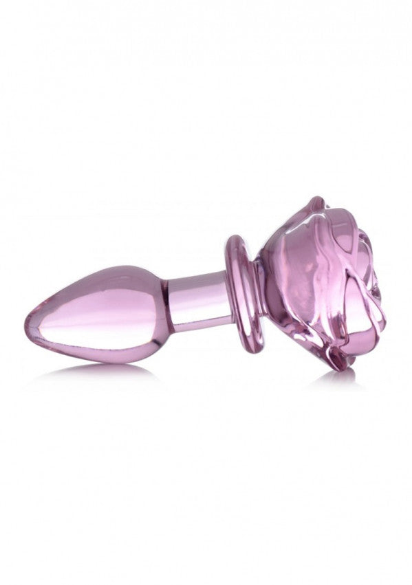 Glass Small Anal Plug - Pink Rose