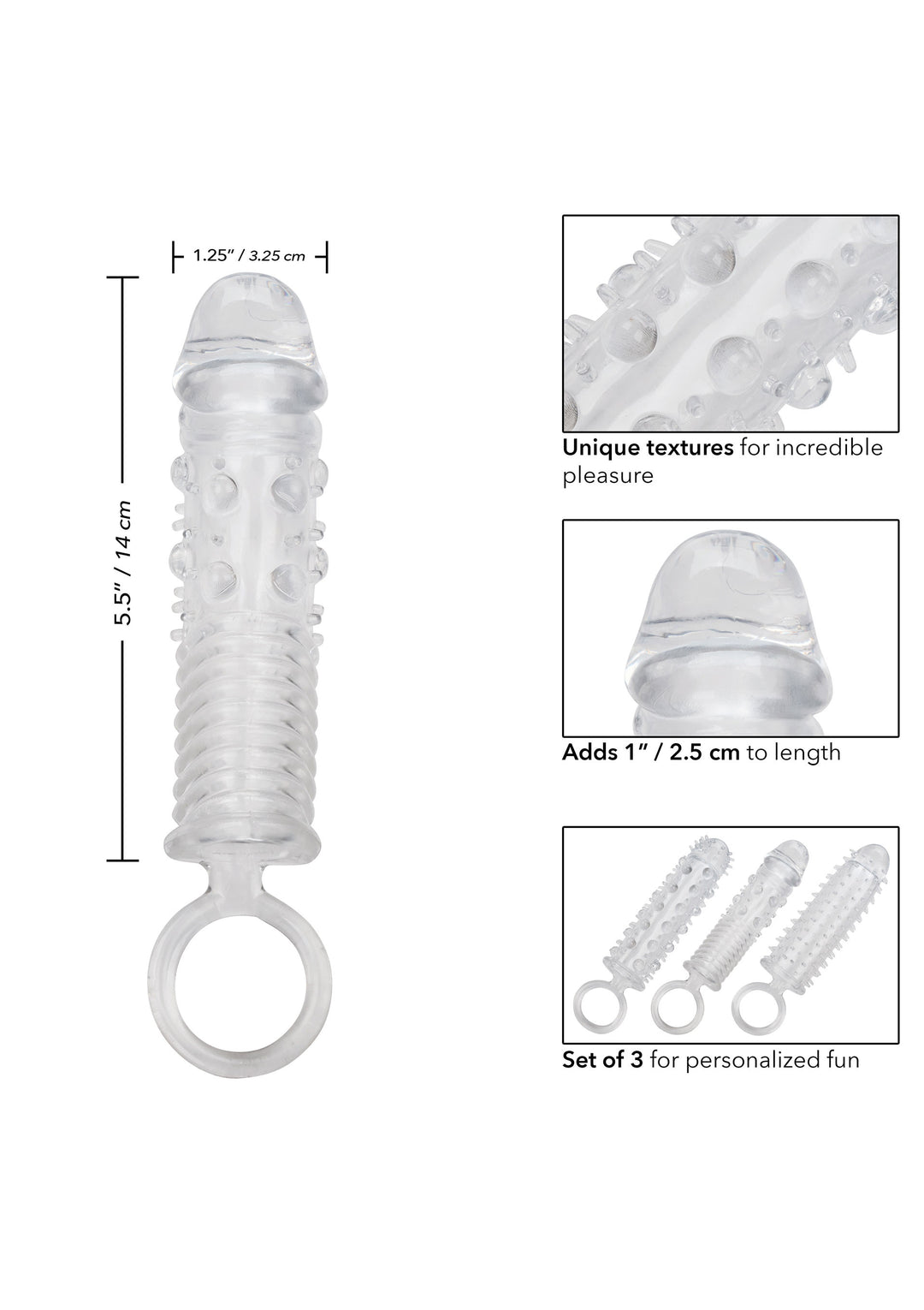 Set 3 pcs - Guaine trasparenti stimolanti