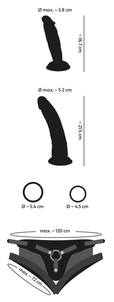 Set Strap On + 2 Dildo In Jelly - 16,7cm / 21,5cm