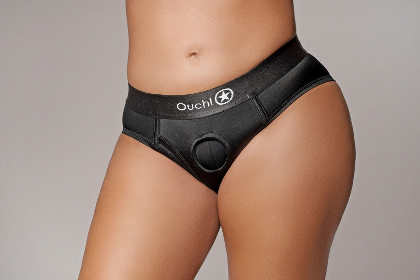 Vibrating Strap-on High-cut Brief Black