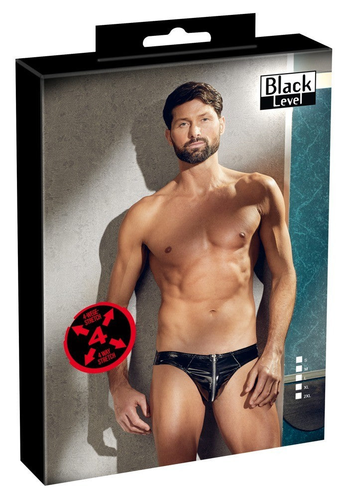 men's briefs sexy black open zip underpants low waist