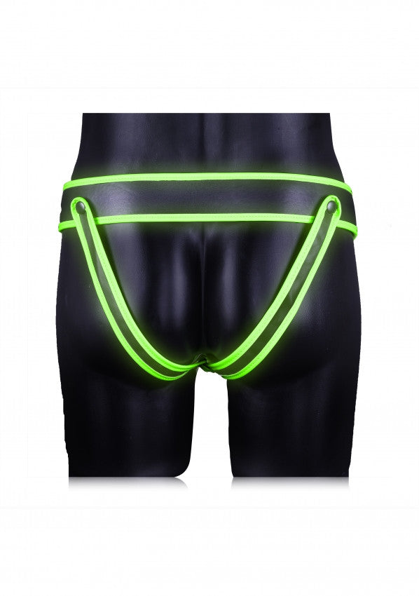 Men's Striped Jock Strap - GitD - Neon Green/Black