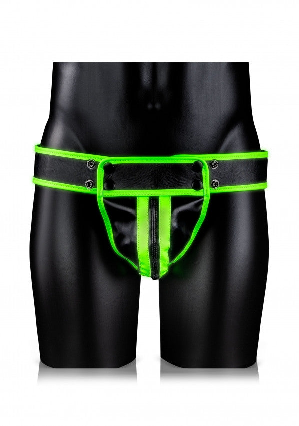 Men's Striped Jock Strap - GitD - Neon Green/Black