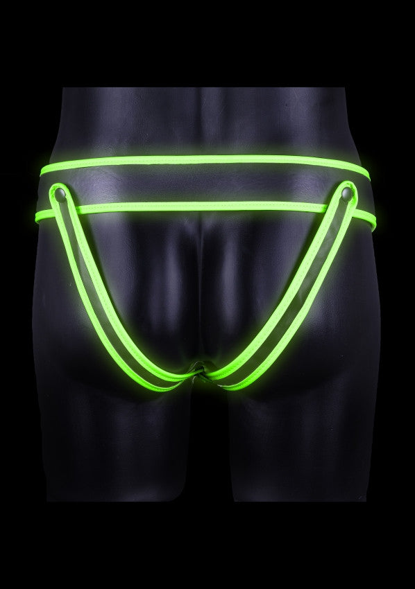 Men's Striped Jock Strap - GitD - Neon Green/Black