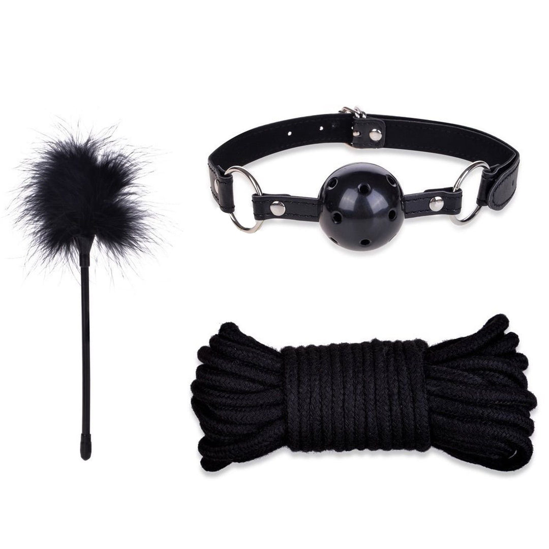 Top bondage kit fetish rope bite black constrictive collar whip handcuffs anklets