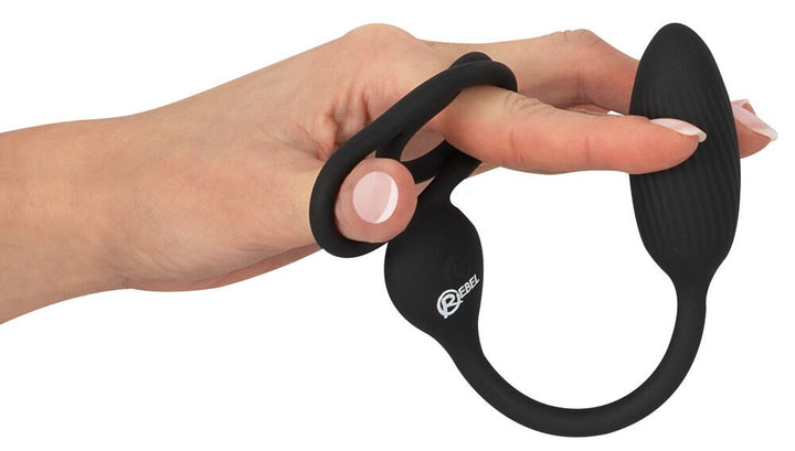 Vibratore anale Cock and Ball Ring with a RC Butt Plug