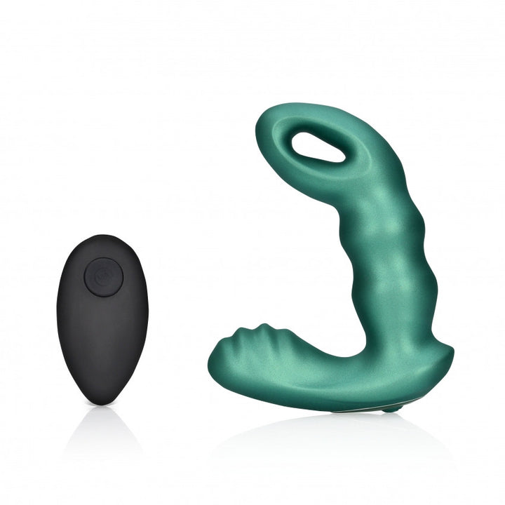 Anal prostate vibrator Beaded Vibrating Prostate Massager with Remote Control Metallic Green