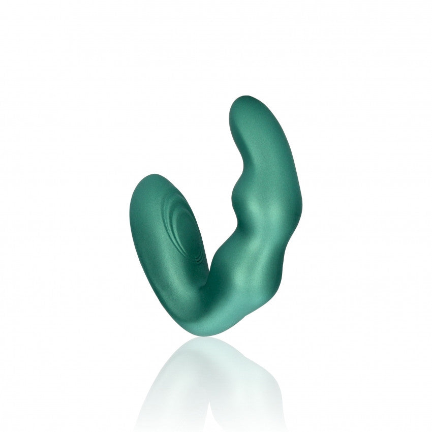 Anal prostate vibrator Bent Vibrating Prostate Massager with Remote Control Metallic Green