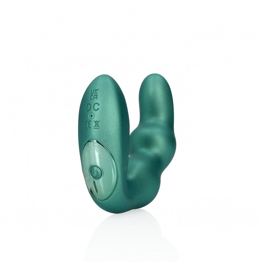 Anal prostate vibrator Bent Vibrating Prostate Massager with Remote Control Metallic Green