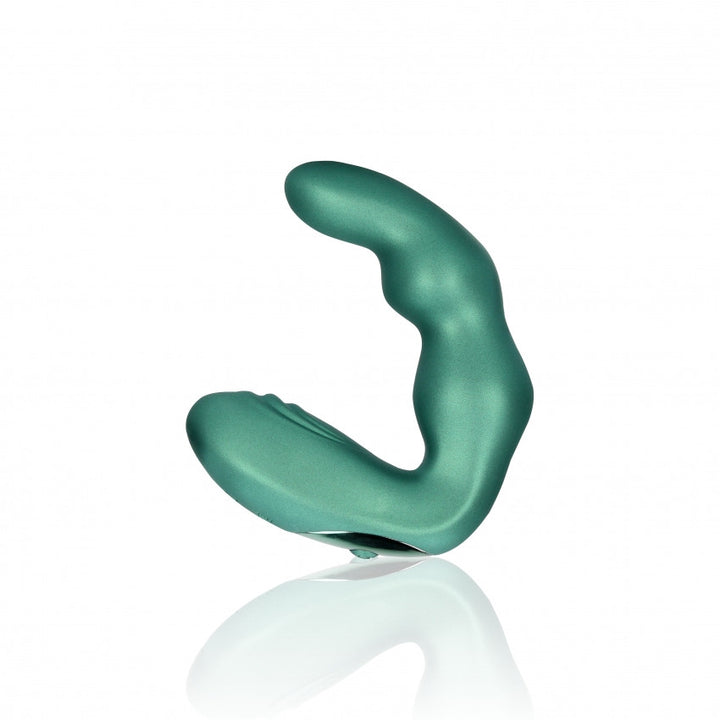 Anal prostate vibrator Bent Vibrating Prostate Massager with Remote Control Metallic Green