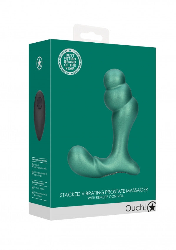 Anal prostate vibrator Stacked Vibrating Prostate Massager with Remote Control Metallic Green