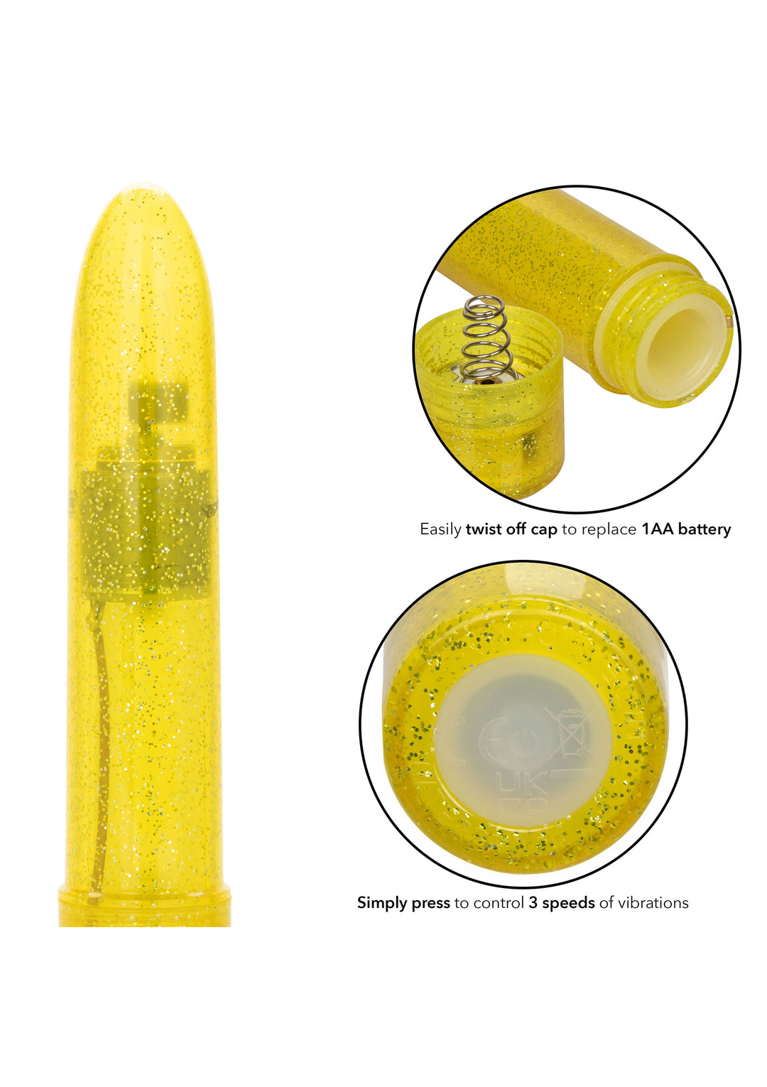 Yellow Sparkle Mini Vibe - 11.5cm