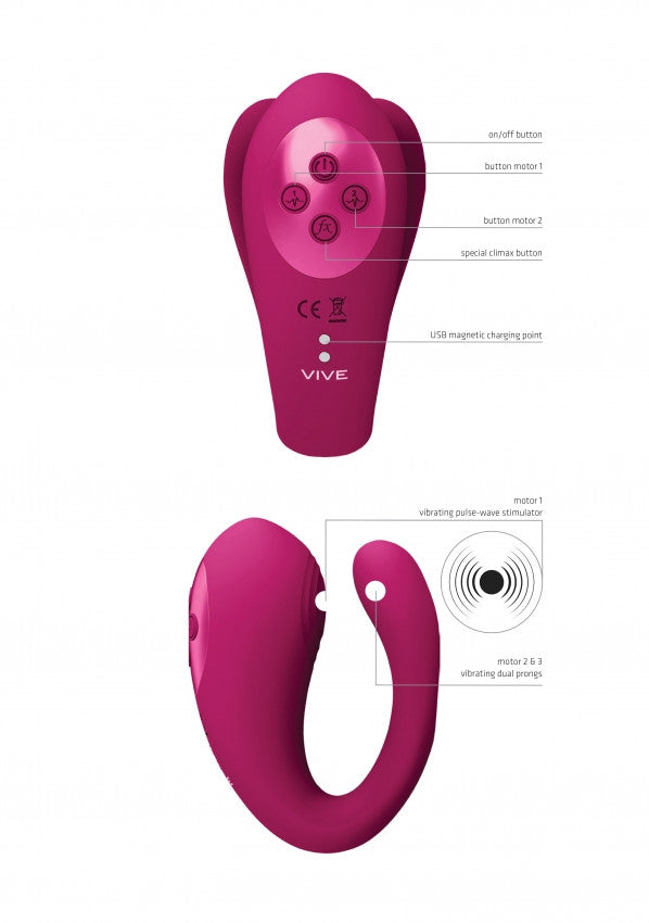 Triple Action Vibator with Clitoral Pulse Wave Pink panty vibrator