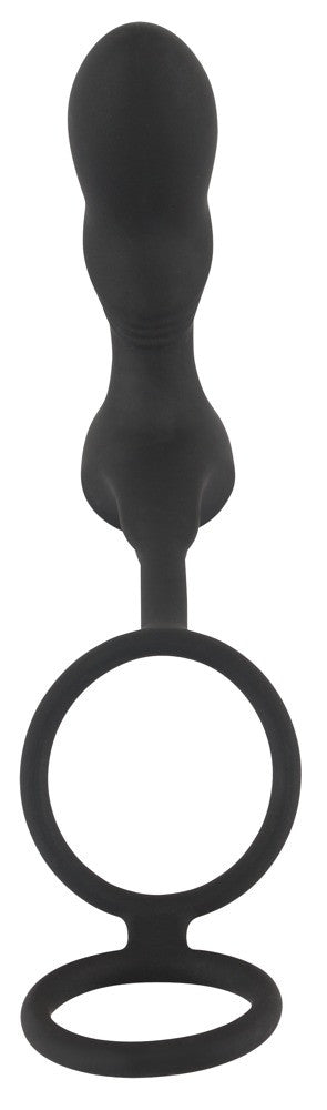 Prostate vibrator with double phallic ring Double Ring &amp; Plug with vibration