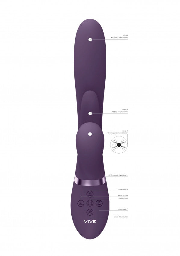 Rabbit vibrator Thrusting GSpot Flapper PulseWave Clit Stimulator Purple