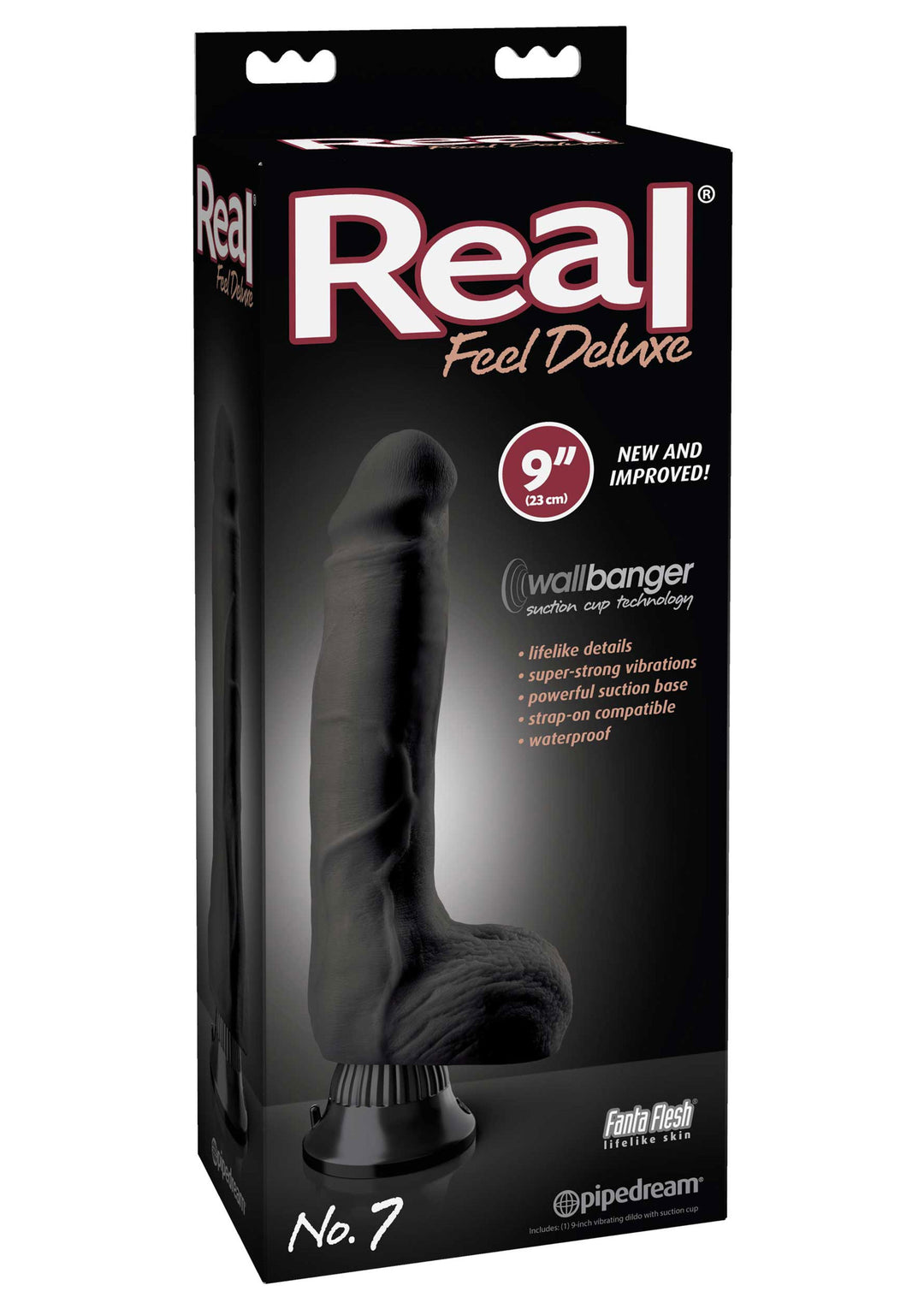 Real Feel Deluxe Vibrator Black - 22 cm