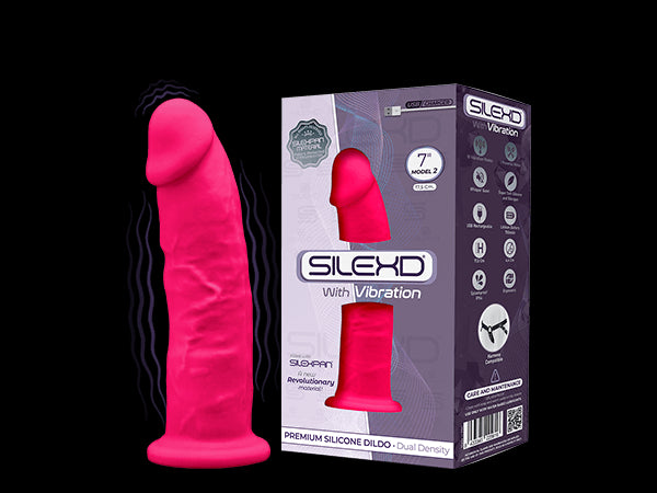 Realistic vibrator with suction cup Fuchsia - 17.5 cm