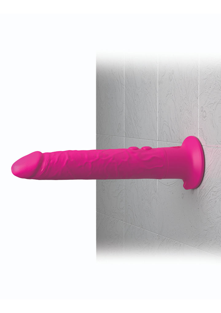 Realistic wearable vibrator with suction cup Wall Banger Fuchsia - 19.5 cm