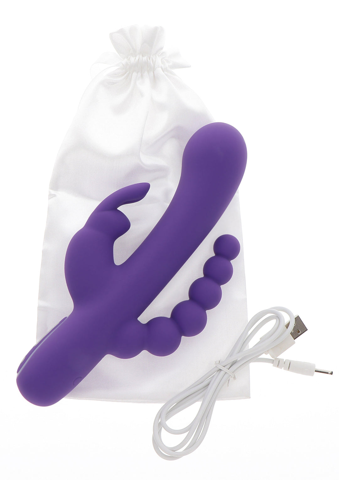 Silicone clitoris anal vaginal stimulator triple vibrator