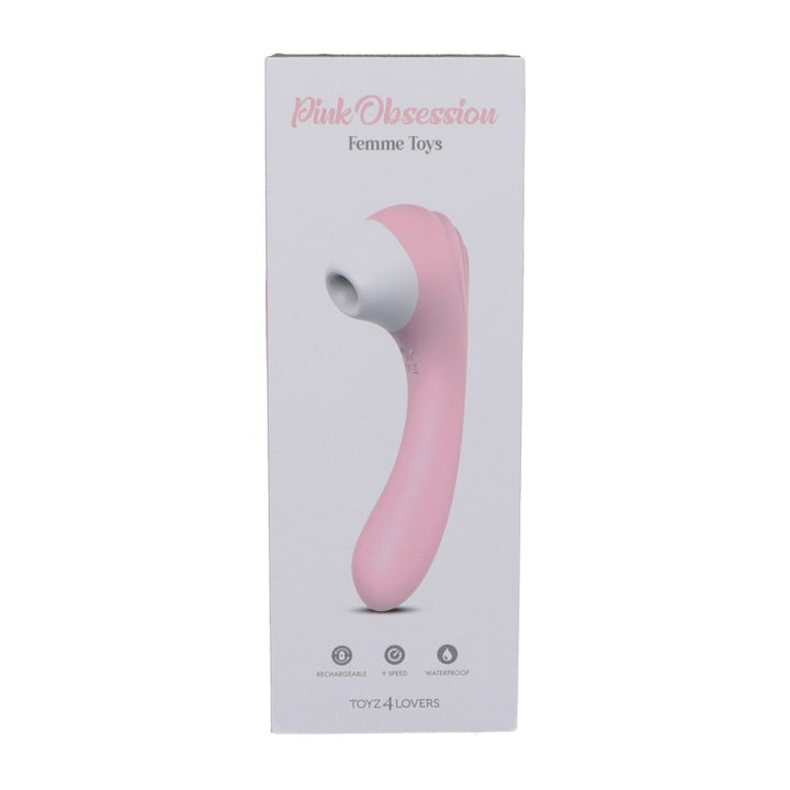 Anal vaginal vibrator with clitoral sucker Clitoral stimulator Pink Obsession