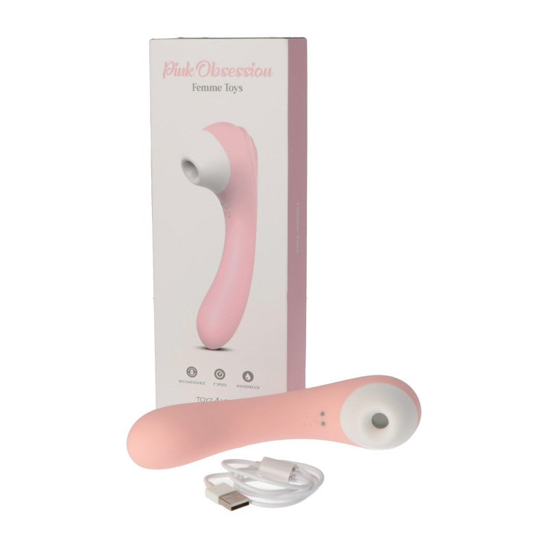 Anal vaginal vibrator with clitoral sucker Clitoral stimulator Pink Obsession