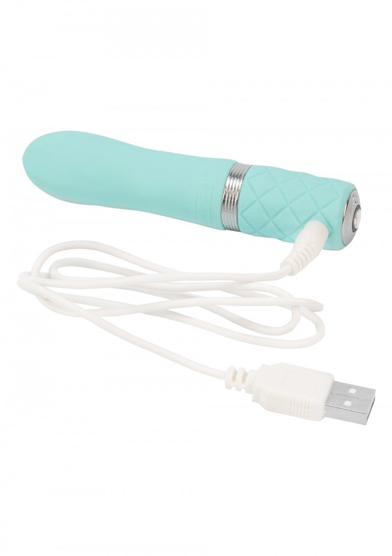Vaginal vibrator stimulator in blue silicone rechargeable mini vibrating phallus