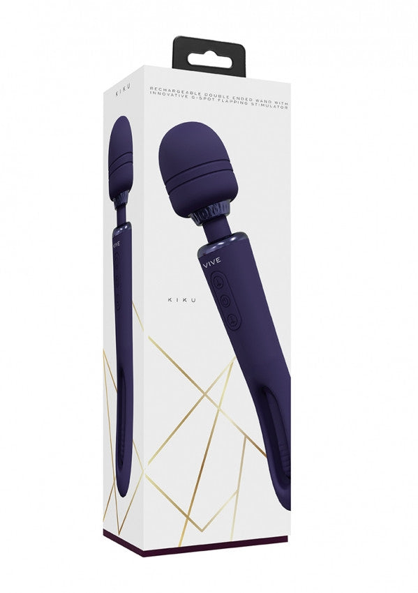 Vibratore wand Kiku Double Ended Wand with Innovative G-Spot Flapping Stimulator Purple