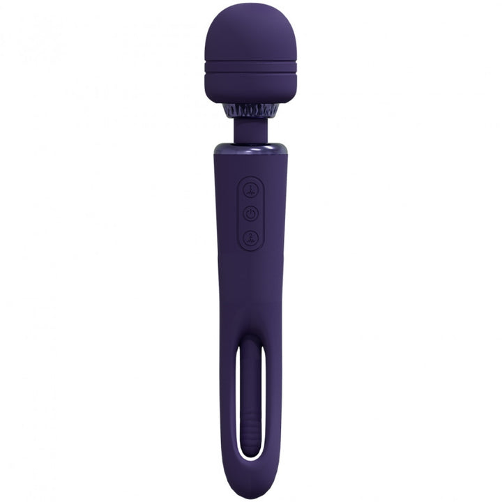 Kiku Double Ended Wand Vibrator with Innovative G-Spot Flapping Stimulator Purple