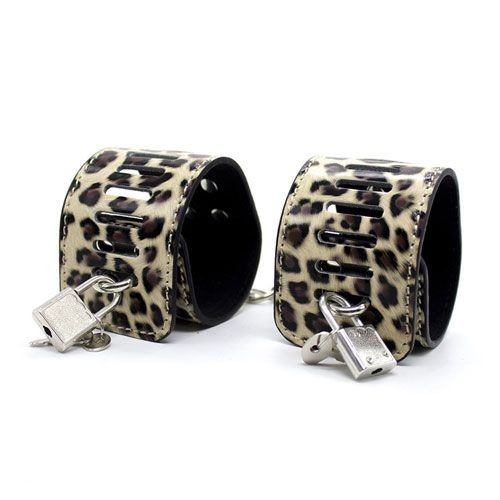 Wild bondage kit leopard set fetish leash handcuffs bite anklets whip sexy mask